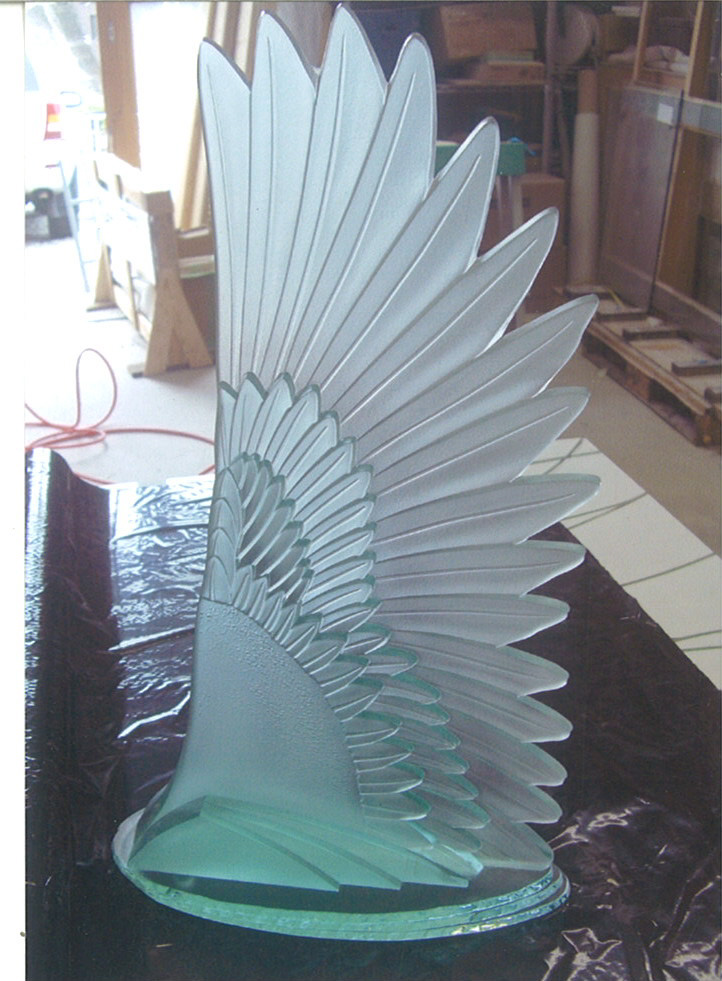 羽のガラスオブジェ（ガラスオブジェ） | エッチングガラス アート 