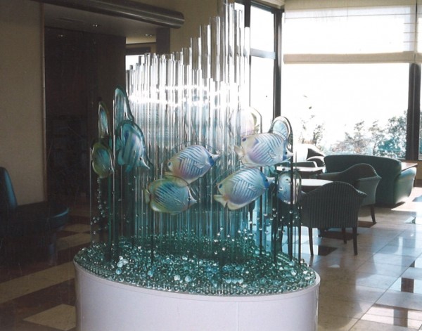 熱帯魚エッチングガラス（ガラスオブジェ）